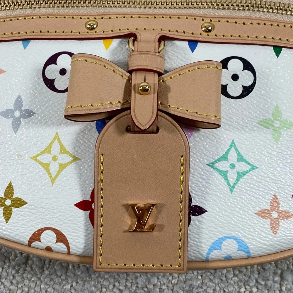 Louis Vuitton White Multicolor Monogram Crossbody Bumbag with Tan Trim - Picture 3 of 16
